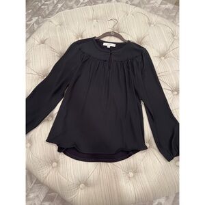 Loft Mixed Media Blouse with Keyhole Detail